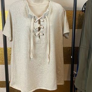 Lace up front blouse